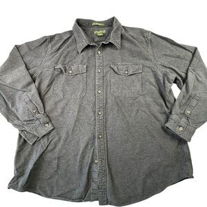 Eddie‎ Bauer Mens Flannel Button Up Shirt Size XXL 2XL Gray Relaxed Fit Pockets